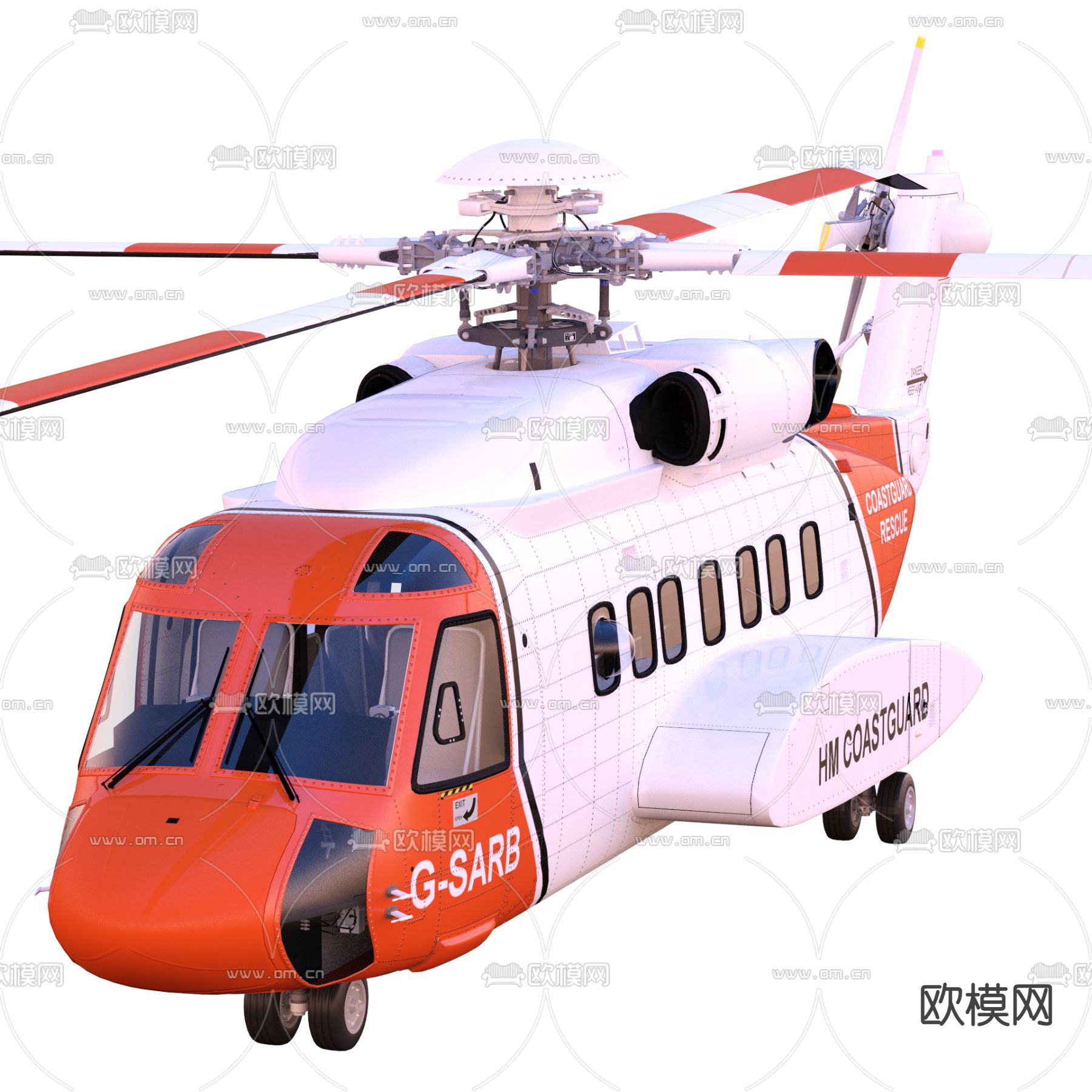 救援直升机 飞机3d模型下载（渲染图2）