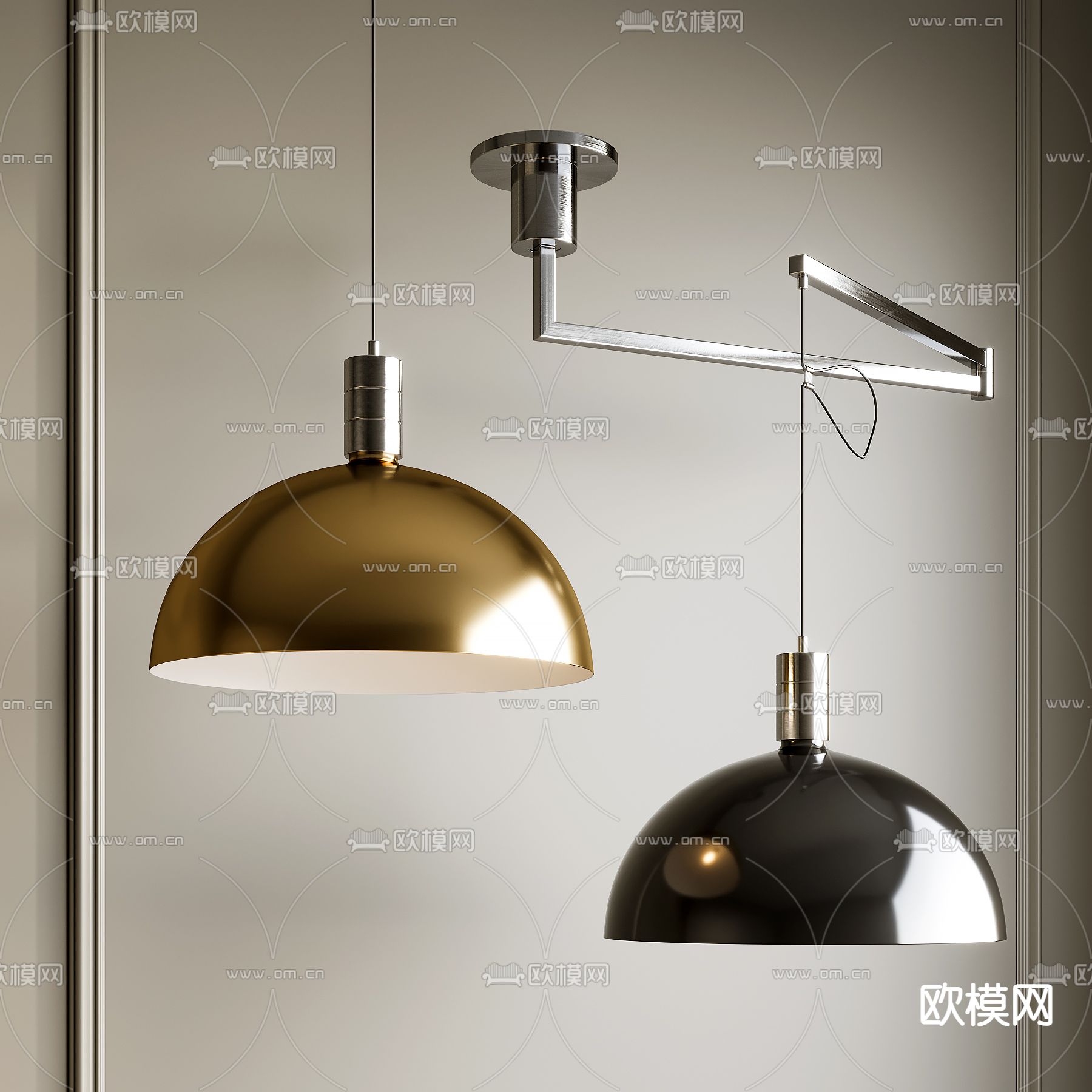 现代金属吊灯su模型