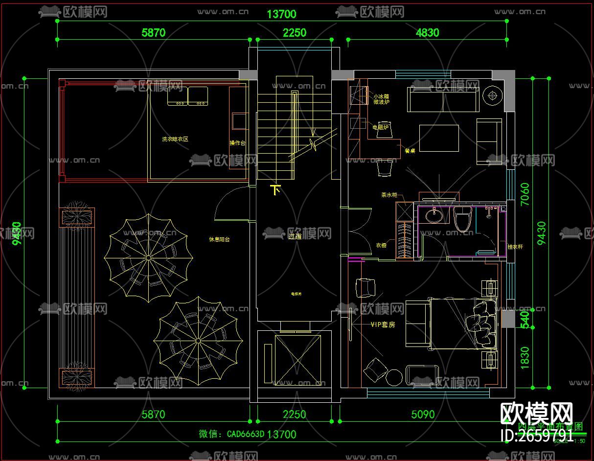 小型月子中心四层CAD图库下载（渲染图3）