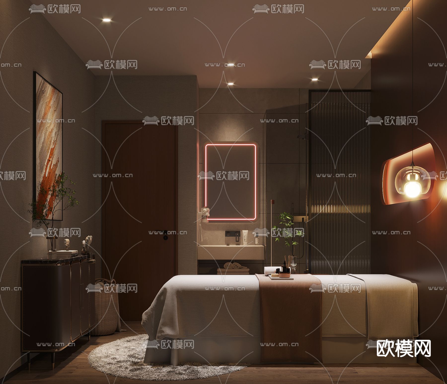 侘寂spa房 按摩房3d模型下载（渲染图2）