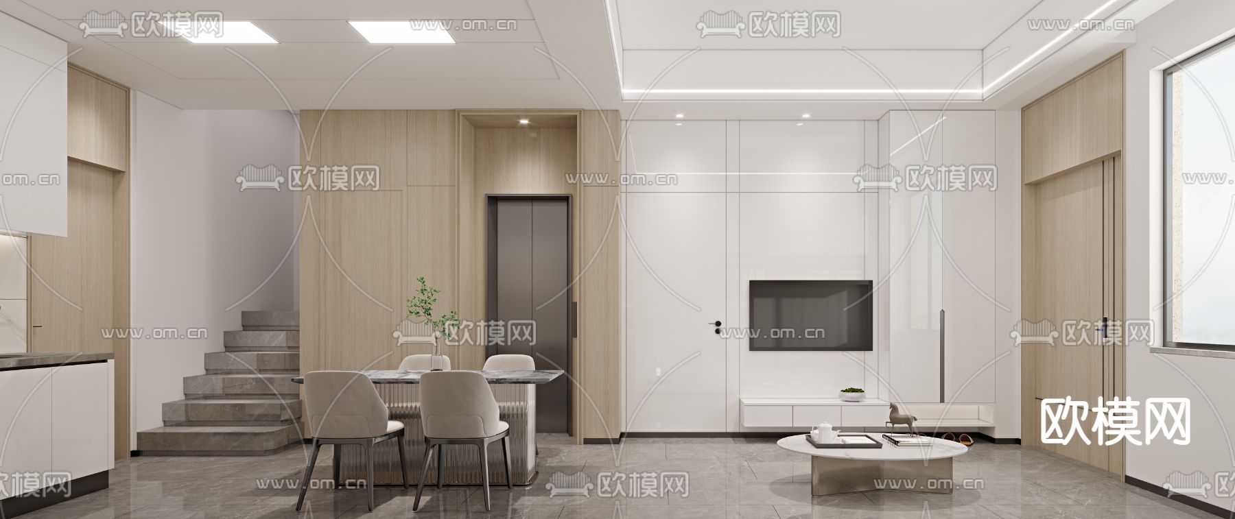 北欧客餐厅3d模型下载（渲染图2）