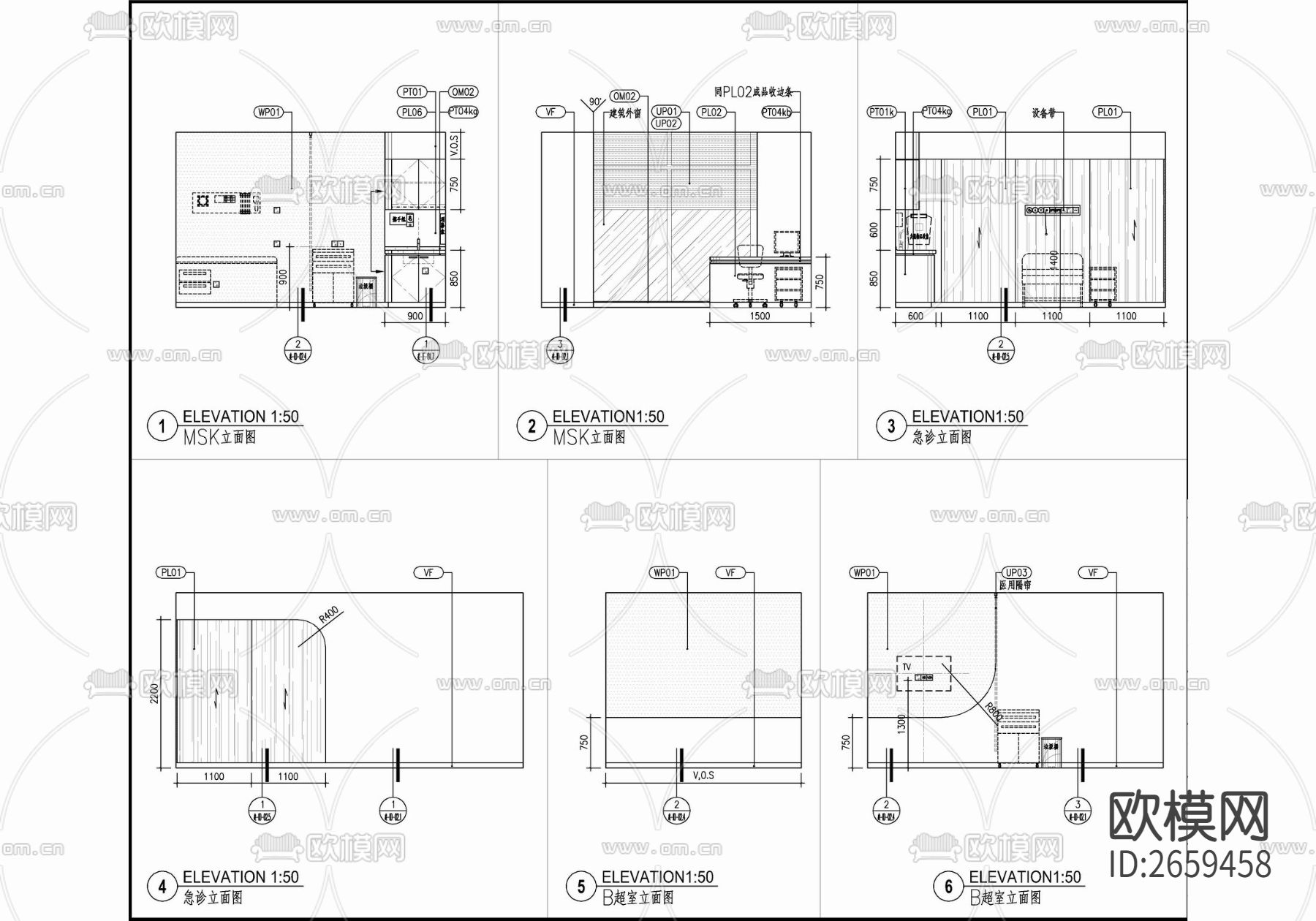 医院门诊部室内CAD施工图下载（渲染图10）