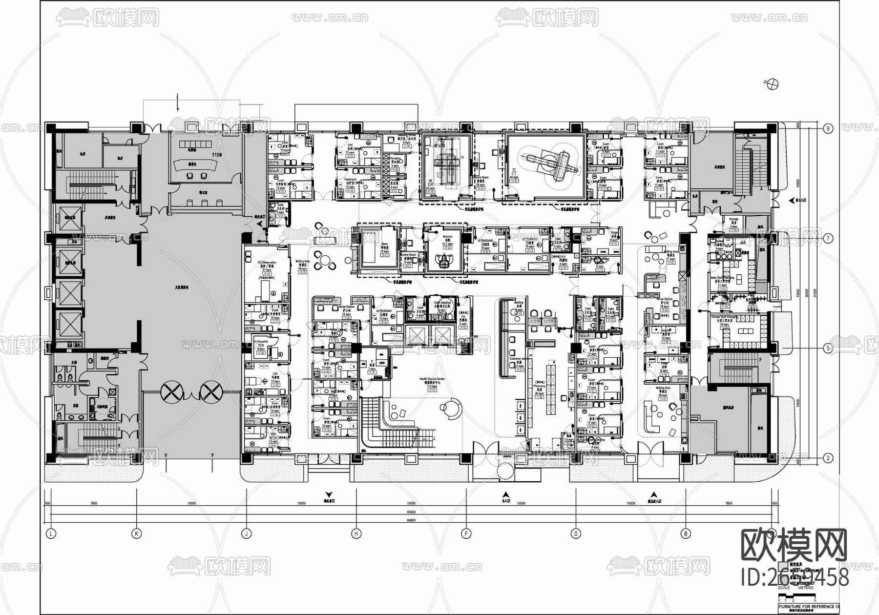 医院门诊部室内CAD施工图下载（渲染图2）