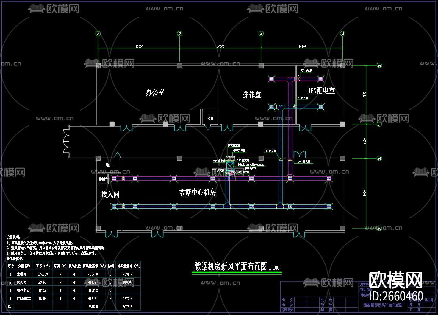 数据中心机房CAD施工图下载（渲染图1）