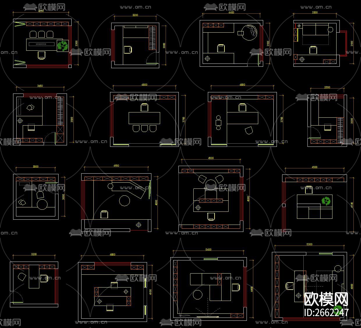 100个书房cad图库下载（渲染图6）