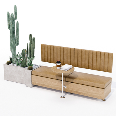  现代卡座办公沙发su模型 