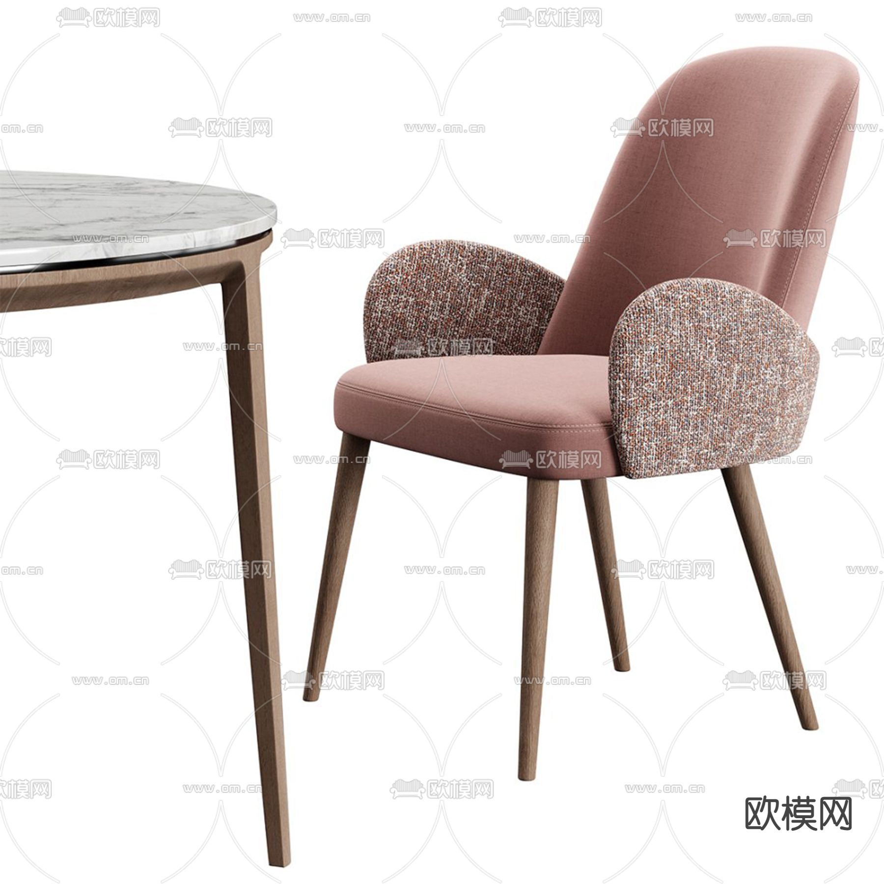 圆餐桌椅3d模型下载（渲染图4）