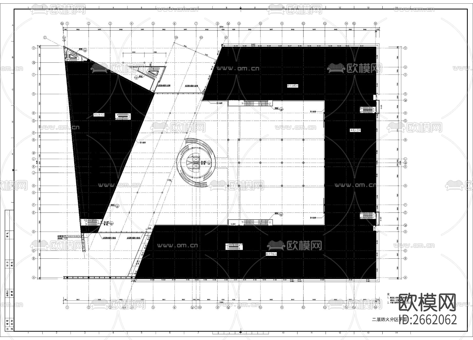 建筑防火分区图cad施工图下载（渲染图5）