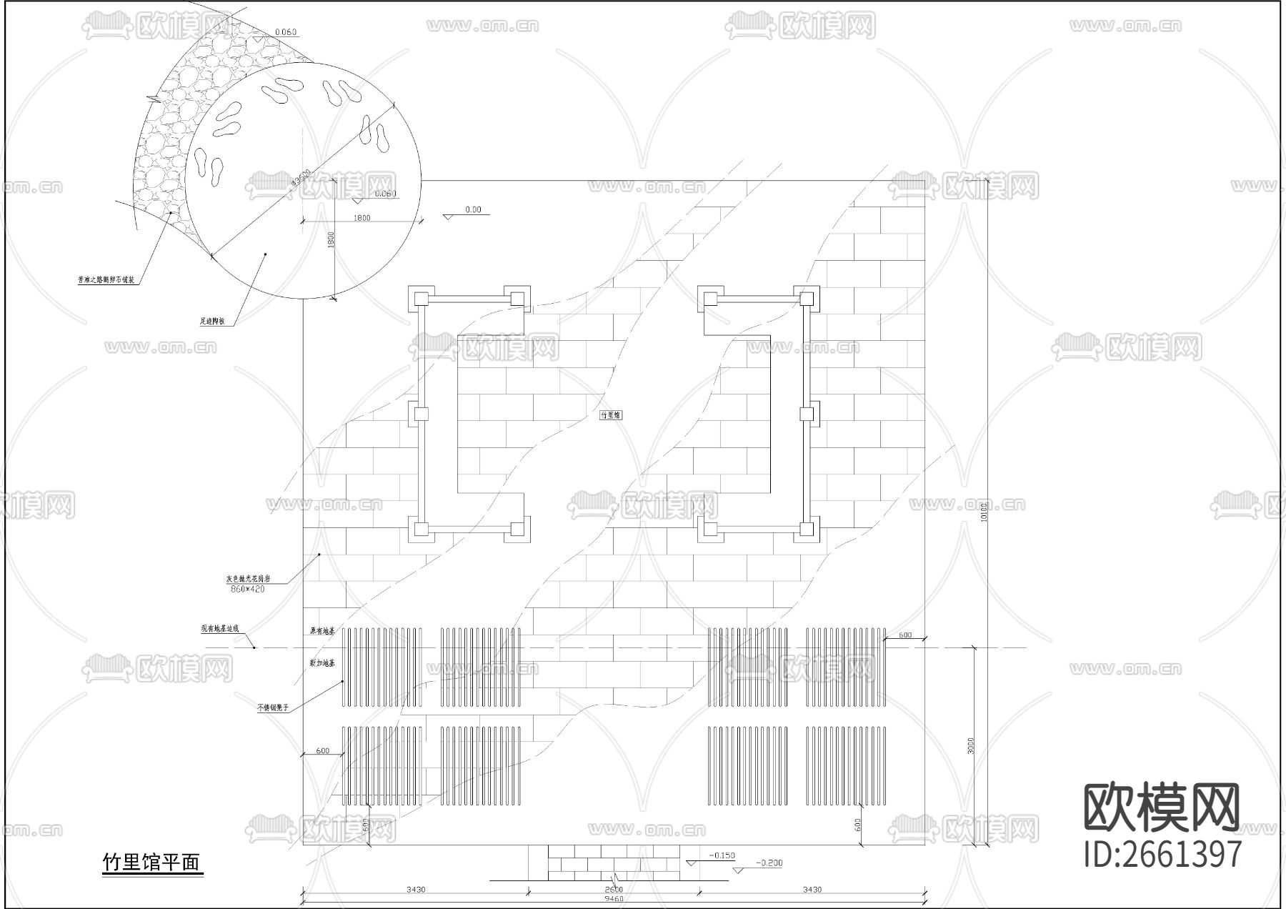 苦难之道竹里馆CAD施工图下载（渲染图3）
