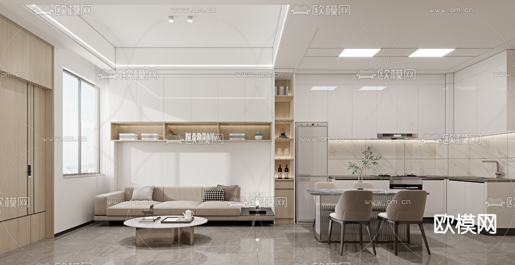 北欧客餐厅3d模型下载（渲染图1）