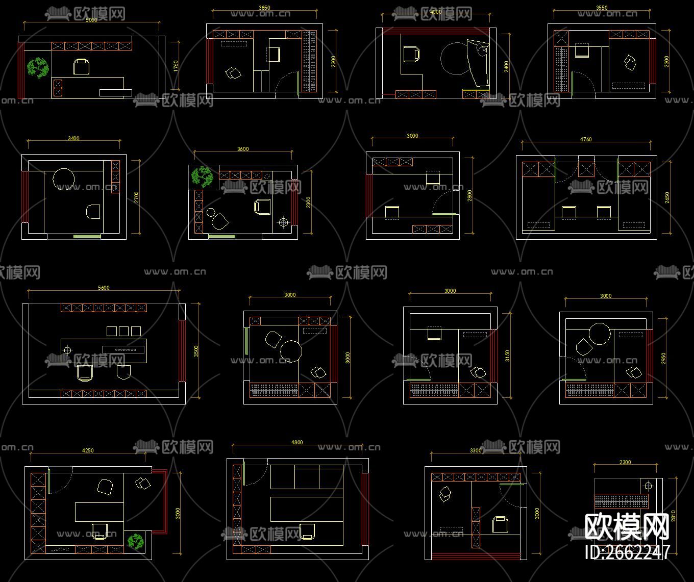 100个书房cad图库下载（渲染图3）
