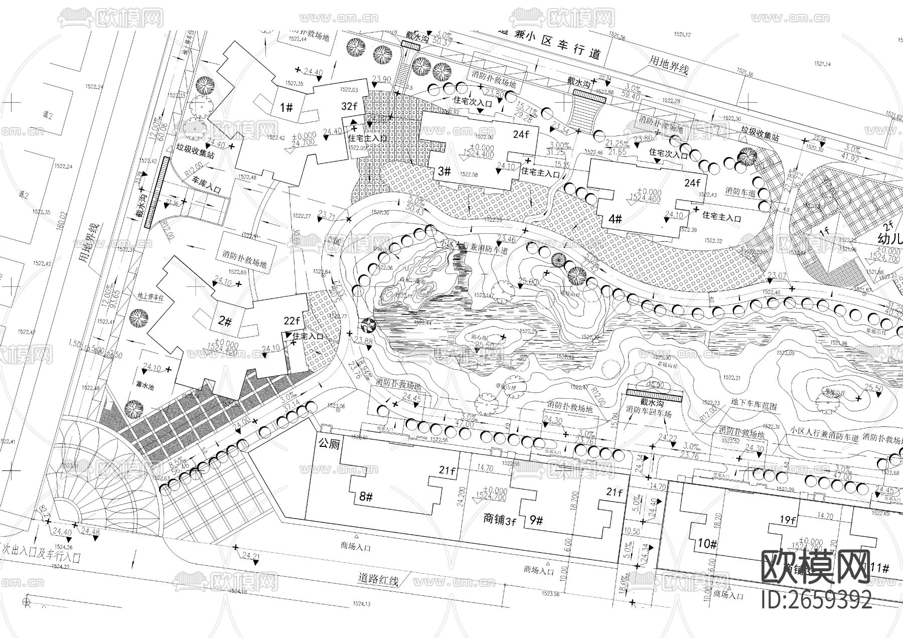 住宅小区CAD施工图下载（渲染图2）