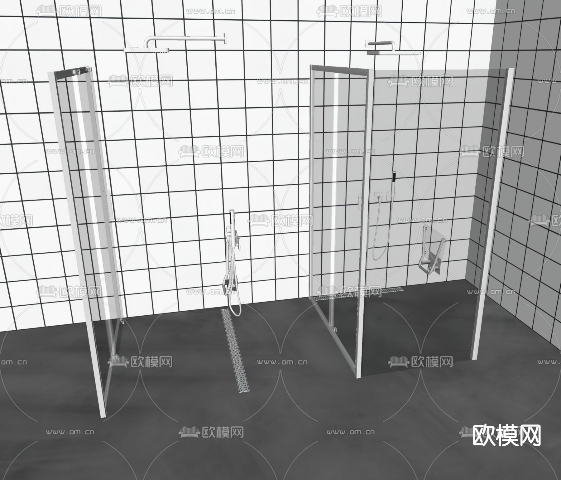 卫浴门  玻璃洗浴房su模型下载（渲染图2）