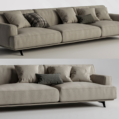 现代布艺多人沙发su模型