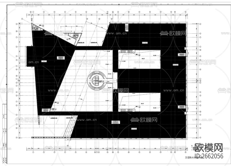 建筑防火分区cad施工图下载(渲染图2)