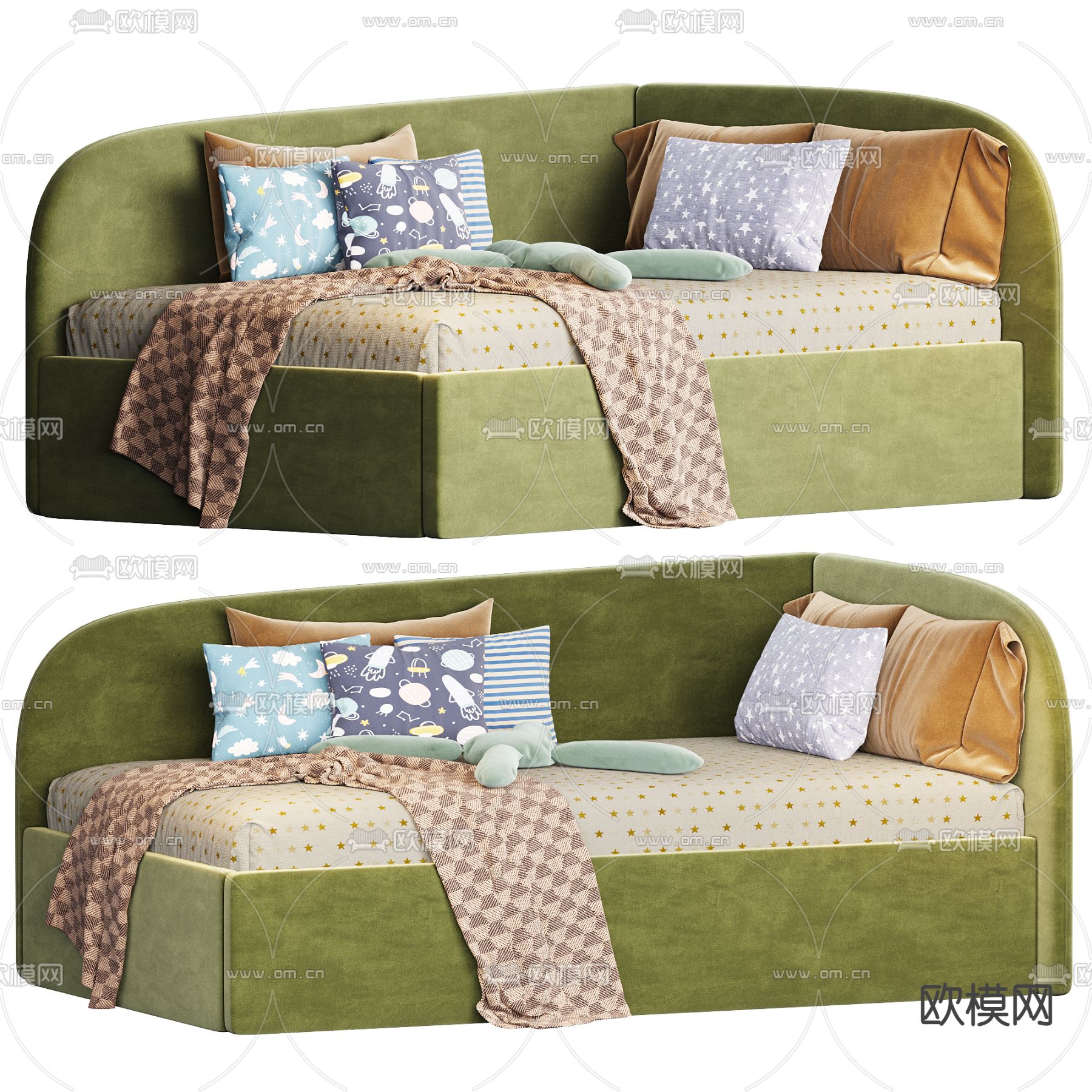 儿童床 沙发床3d模型下载（渲染图2）