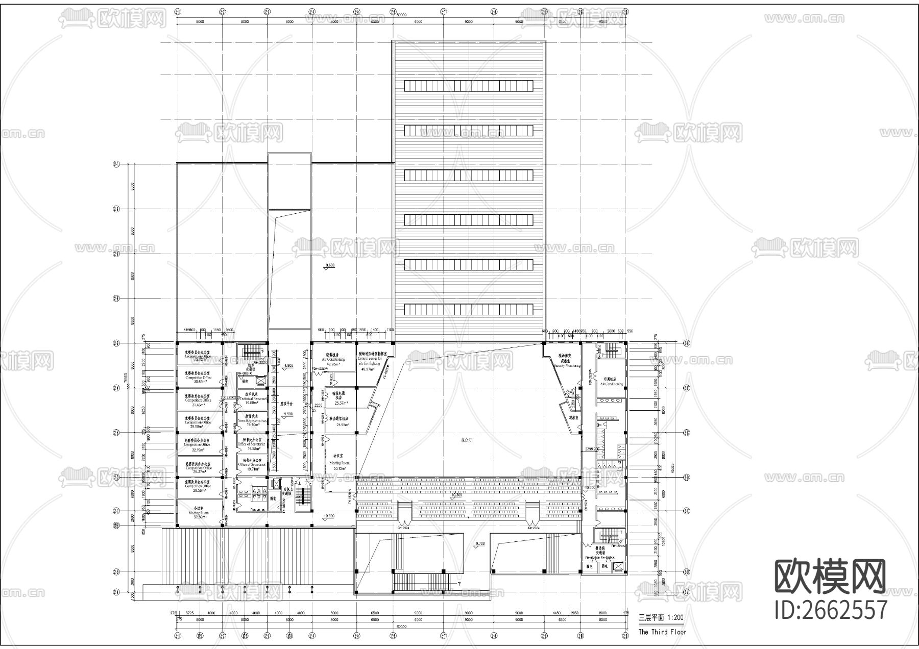 决赛馆CAD施工图下载（渲染图3）