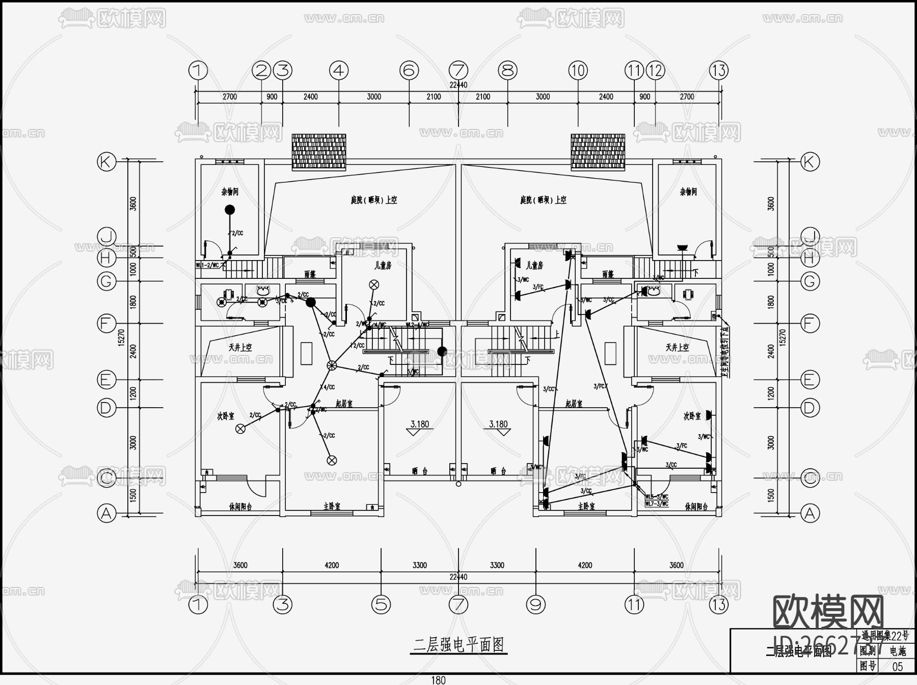 自建房建筑电气CAD施工图下载（渲染图5）
