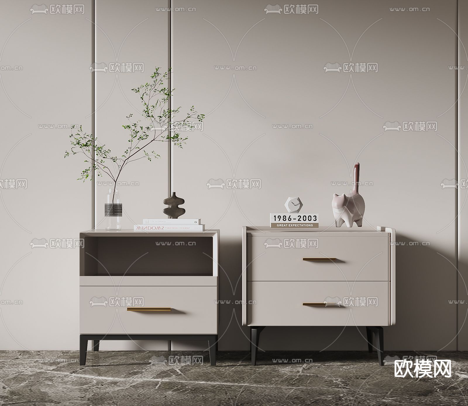 现代床头柜3d模型下载