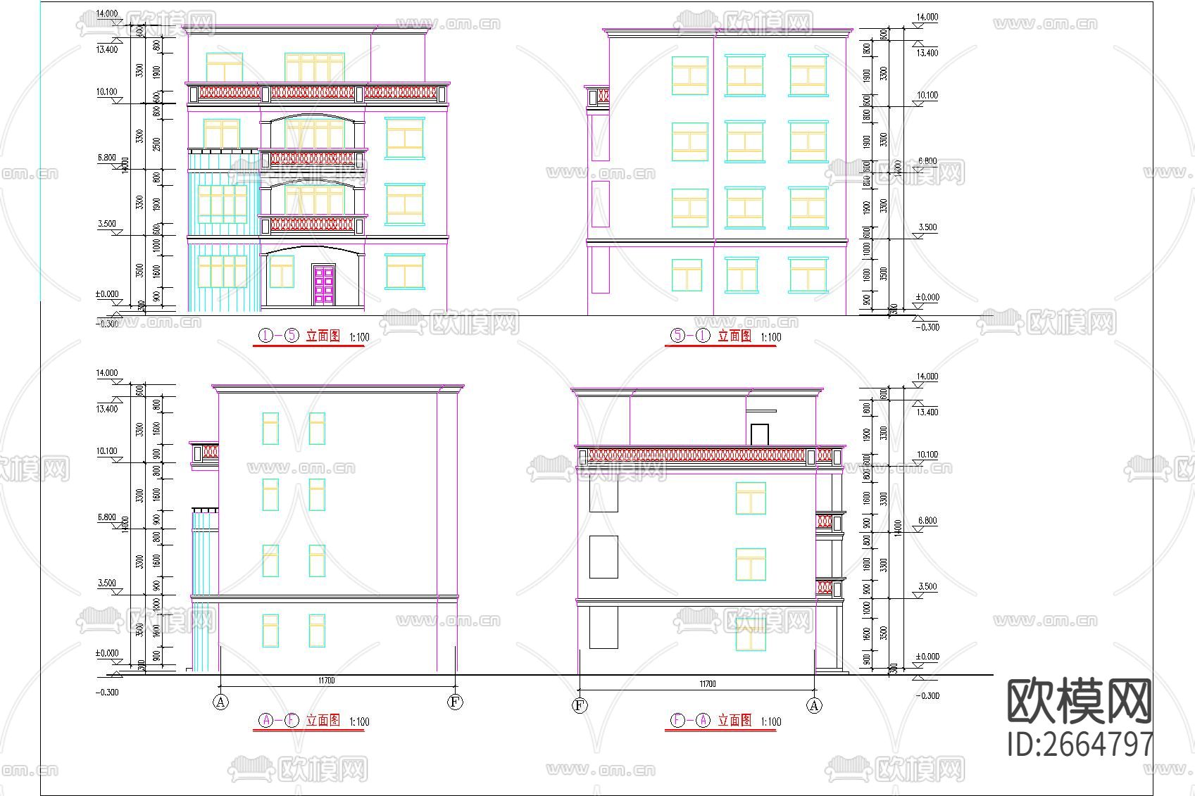 三层半实用农村住宅CAD施工图下载