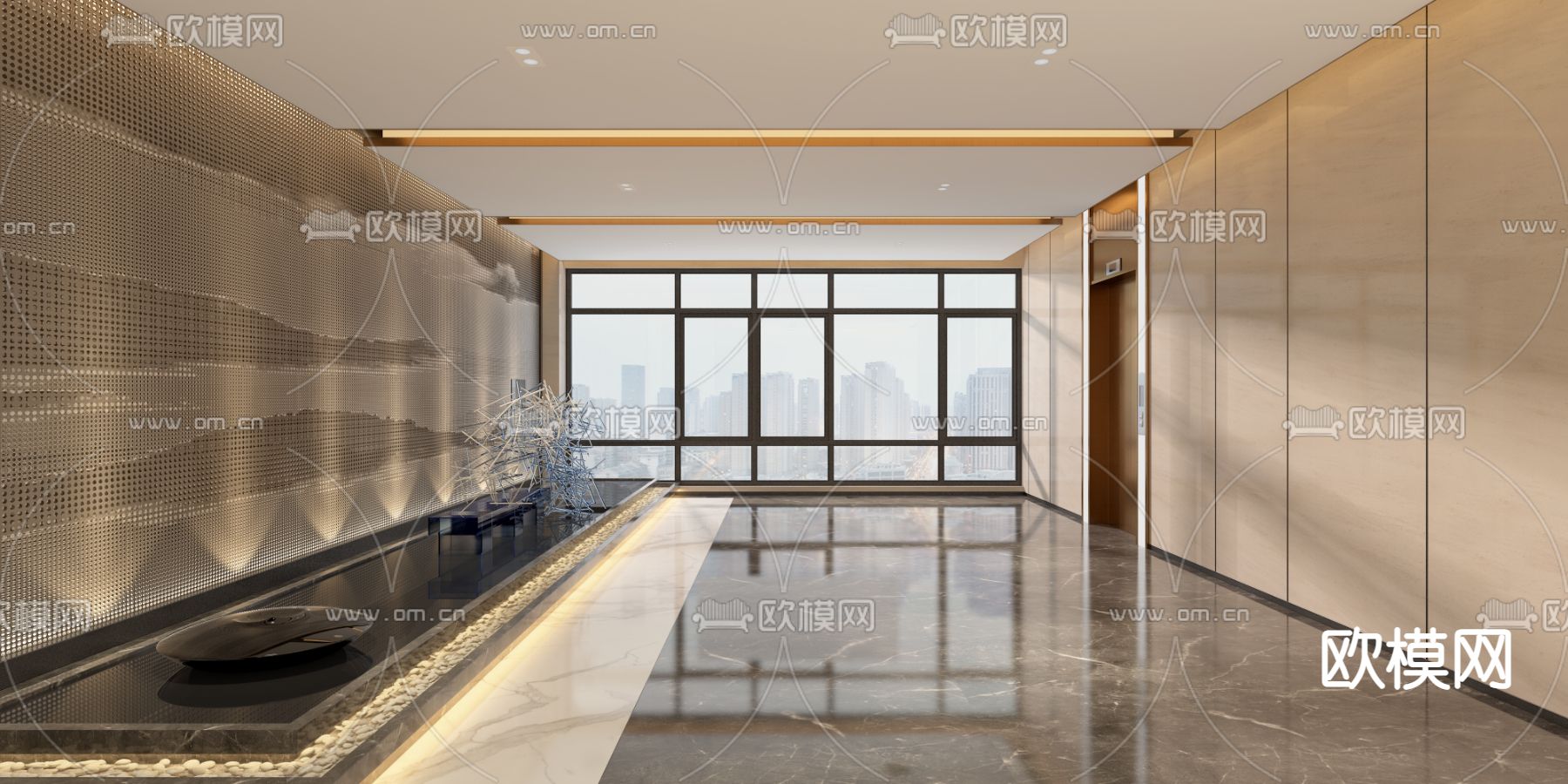 轻奢电梯厅3d模型下载