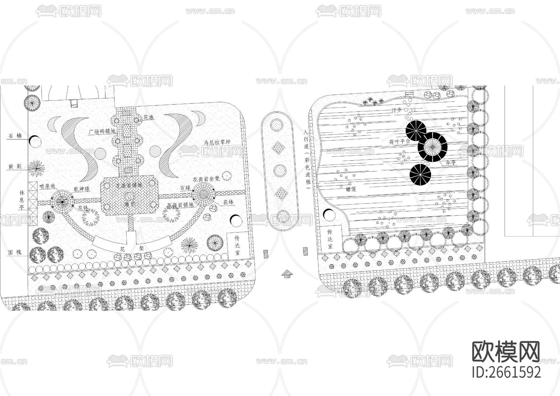 镇政府大院规划CAD施工图下载（渲染图3）