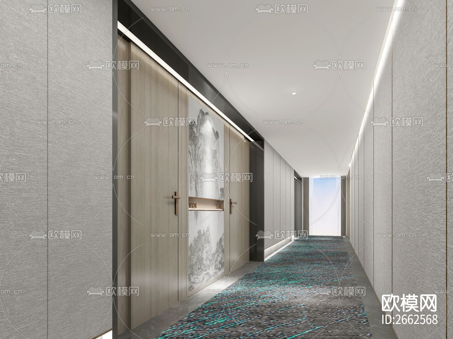 万达酒店客房CAD施工图下载（渲染图5）