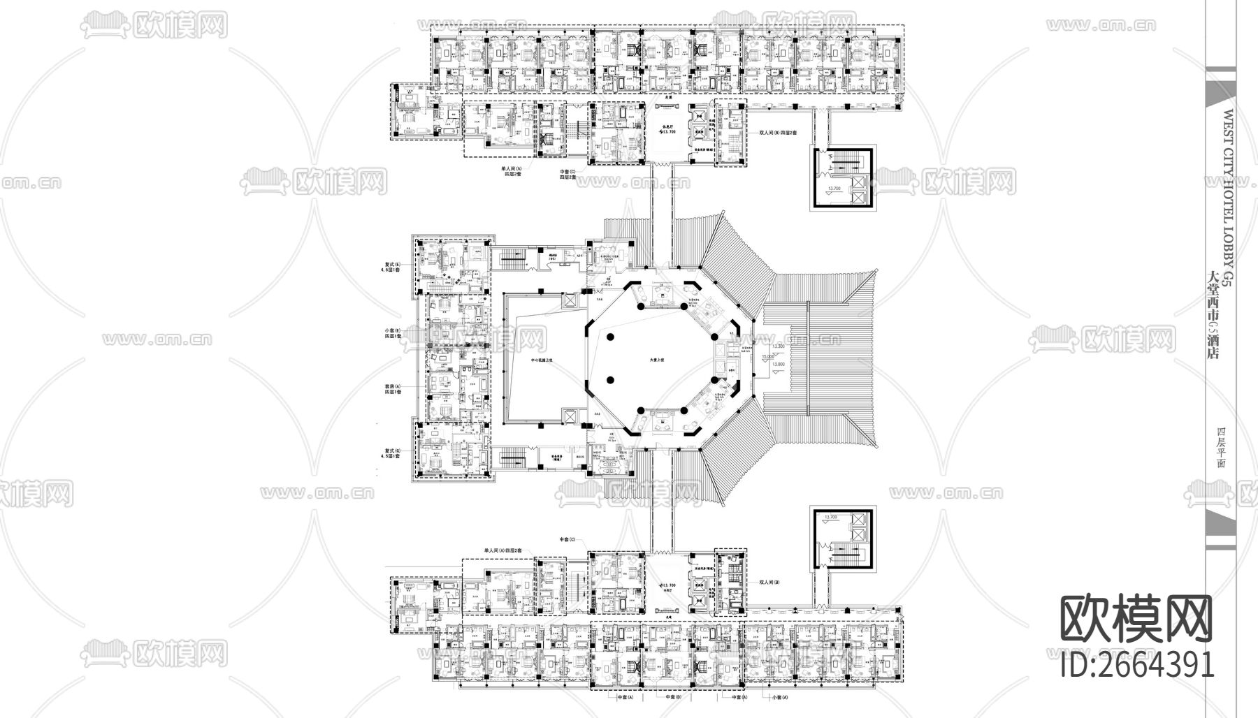 龙源国际和平大酒店cad施工图下载（渲染图5）