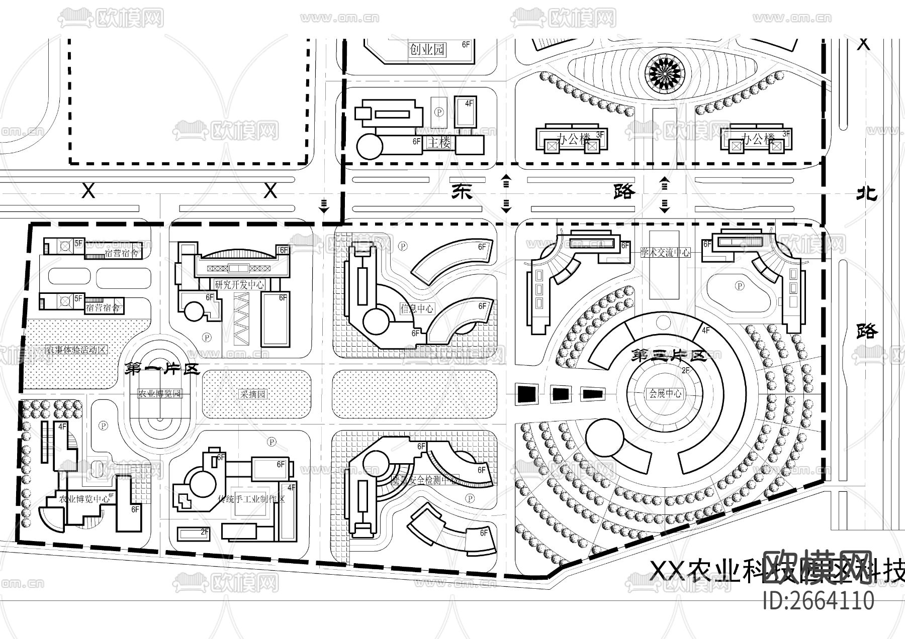 农业科技服务综合区详细规划CAD施工图下载（渲染图2）
