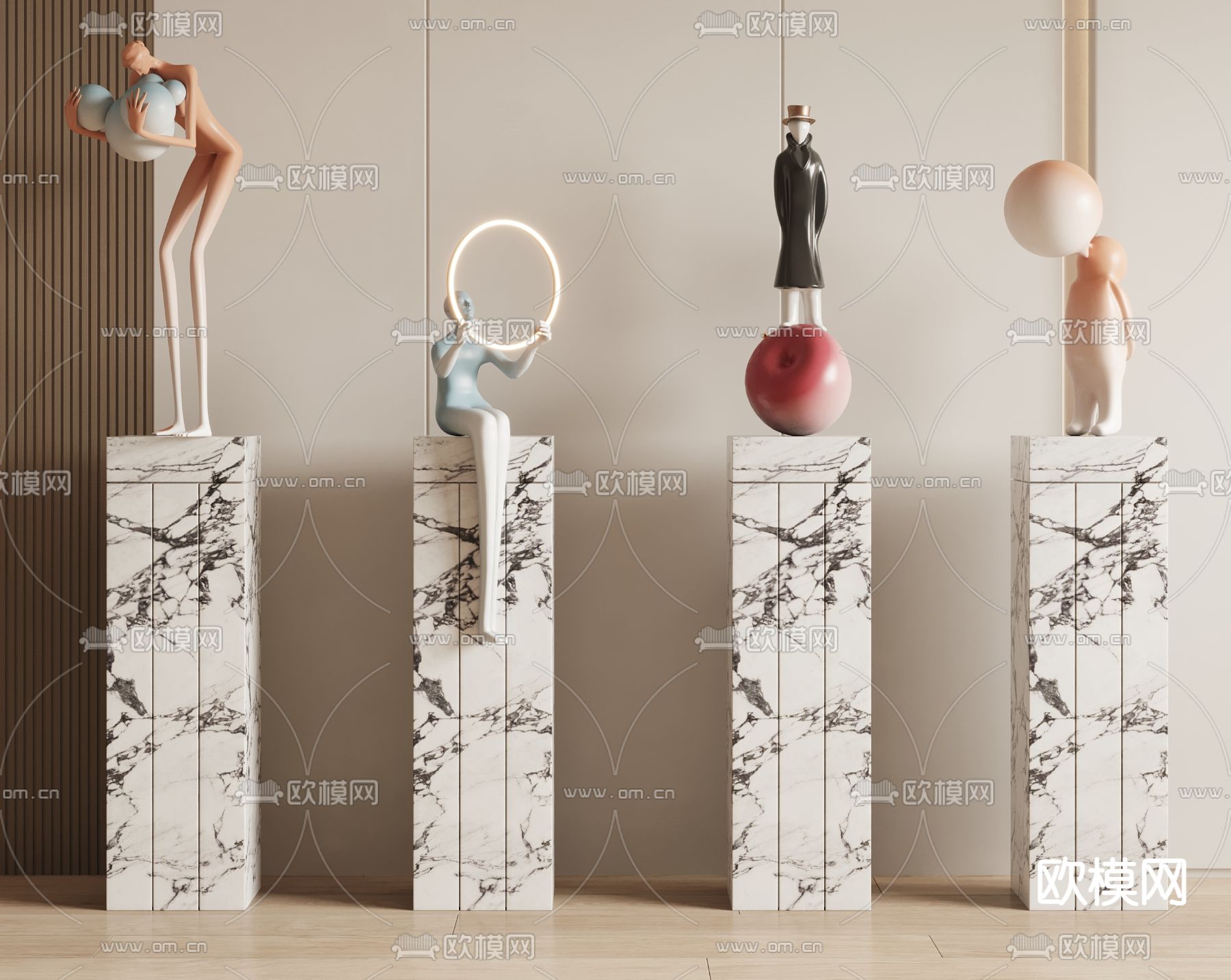 潮玩 公仔雕塑su模型下载（渲染图1）