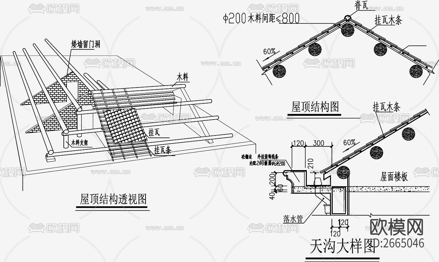 欧式简约别墅设计CAD施工图下载（渲染图2）
