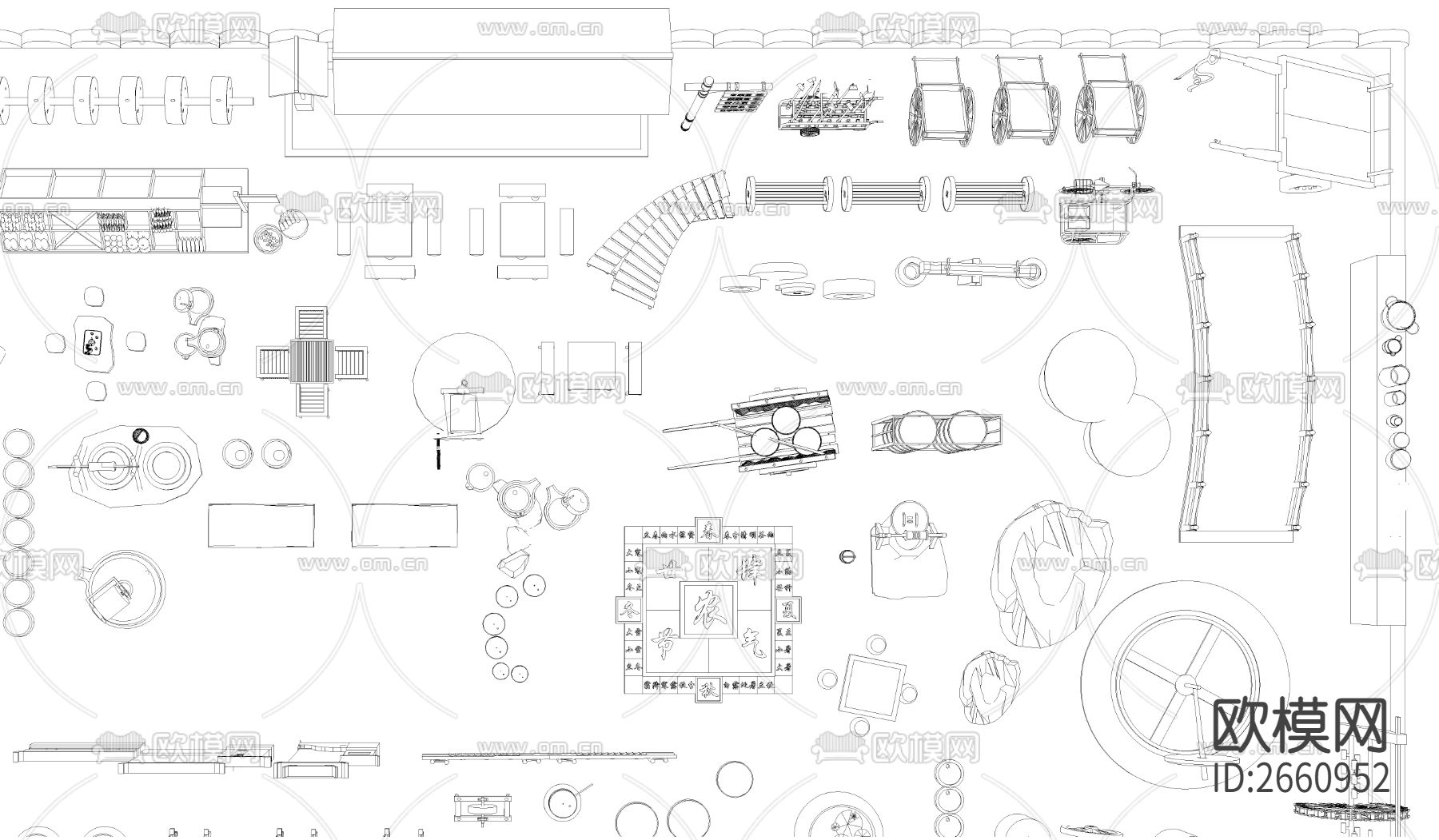 民俗小品CAD施工图下载（渲染图3）