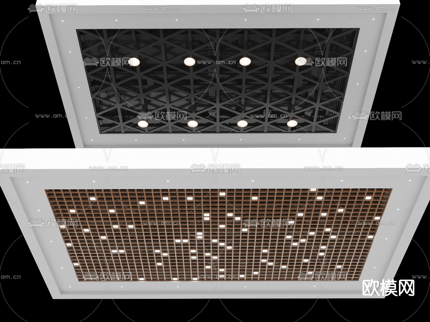 天花吊顶 格子吊顶su模型下载（渲染图1）
