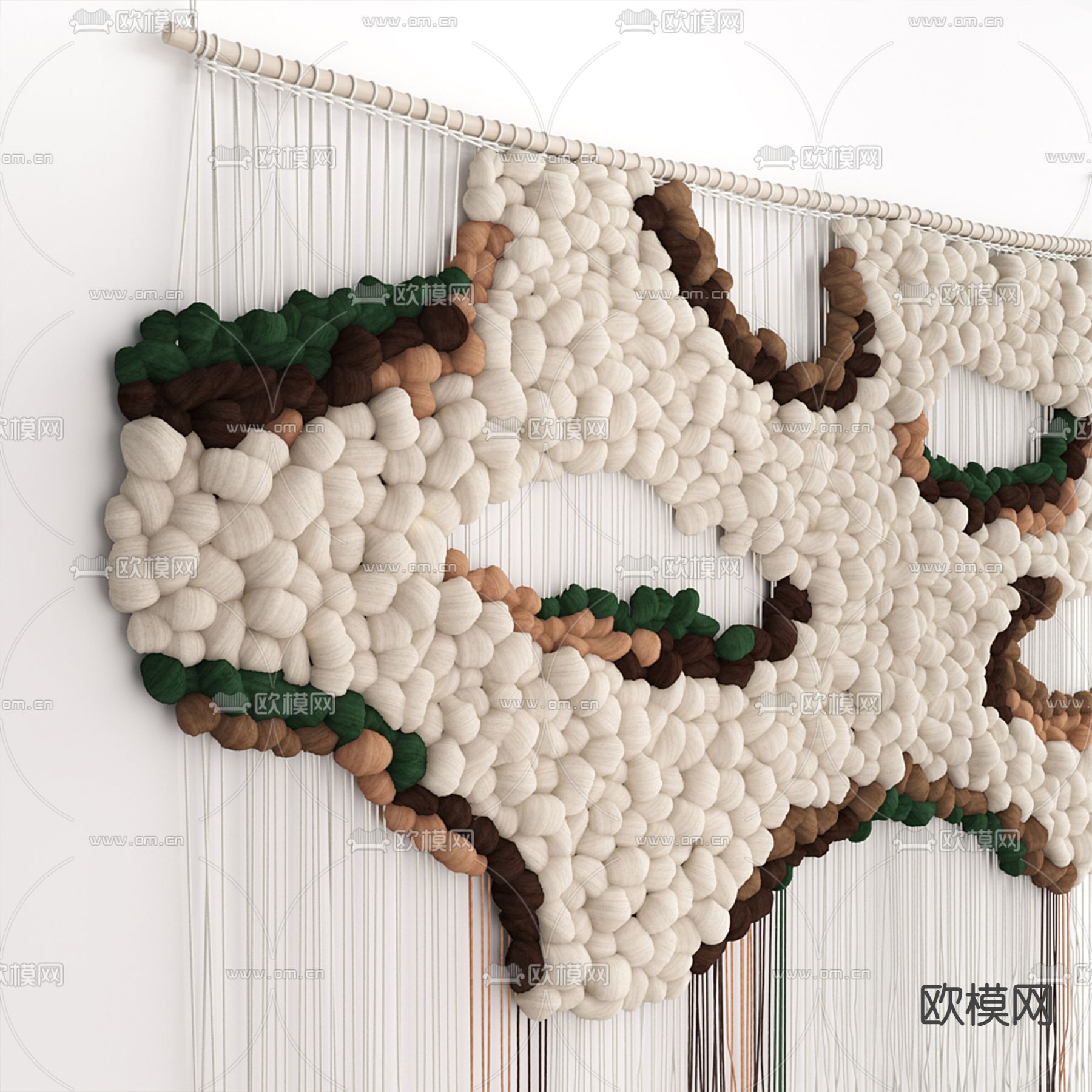 自然风墙饰 流苏挂饰3d模型下载（渲染图2）