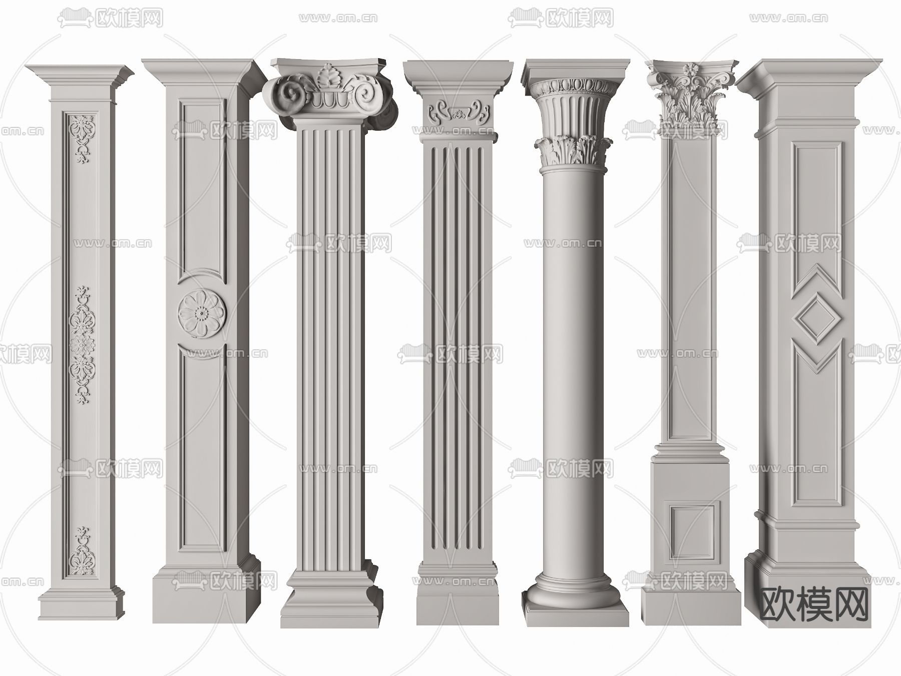 欧式柱子 罗马柱3d模型下载