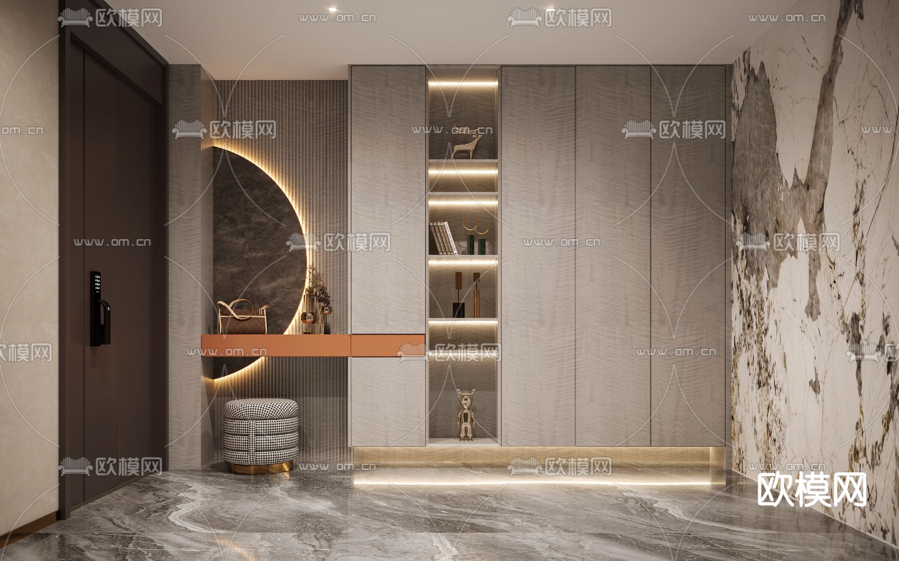 入户玄关 门厅3d模型下载_ID14107796_3dmax免费模型-欧模网