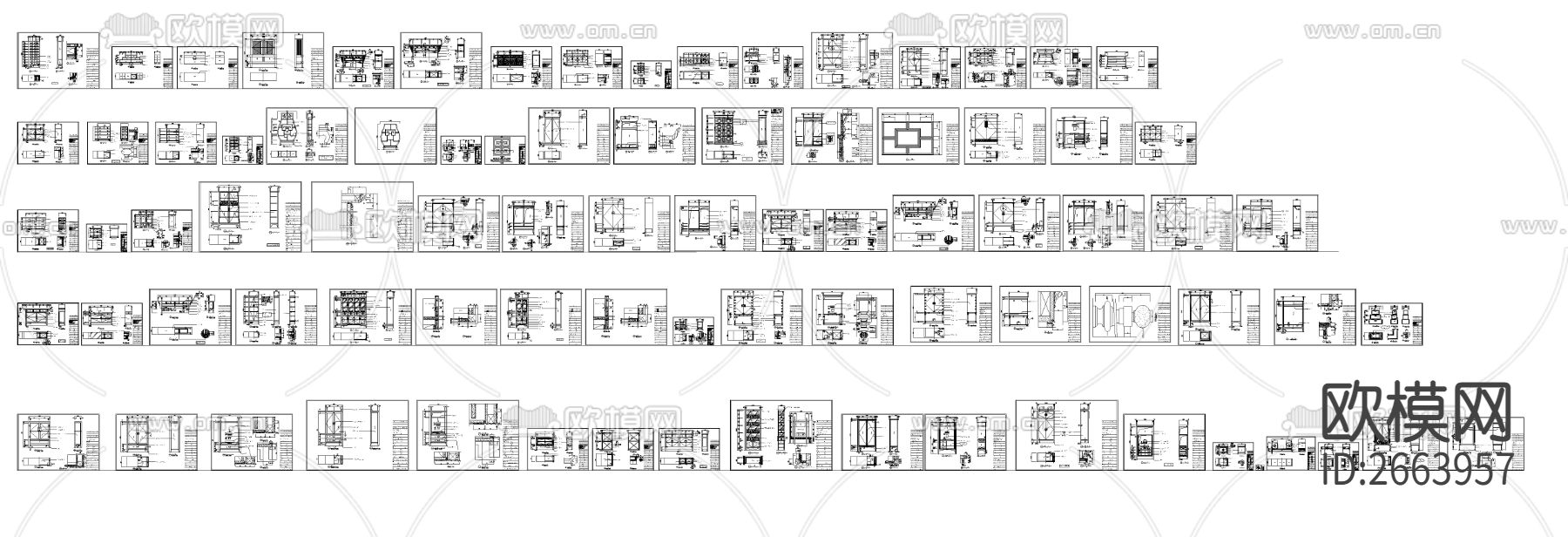 中式柜子CAD施工图下载（渲染图3）