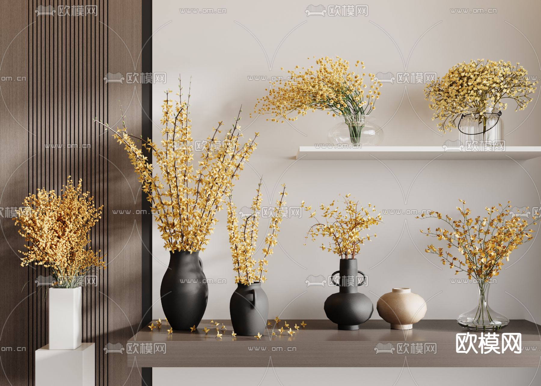 花瓶 花艺 花卉 插花3d模型下载_ID14109900_3dmax免费模型-欧模网