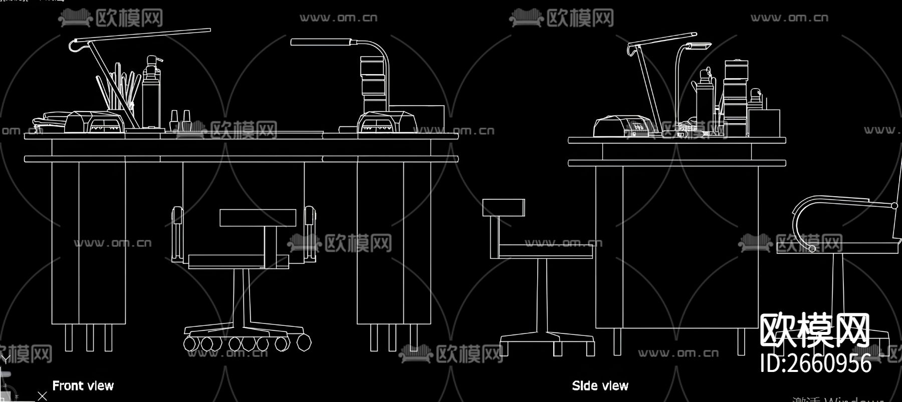 美甲店按摩床设备CAD施工图下载（渲染图6）