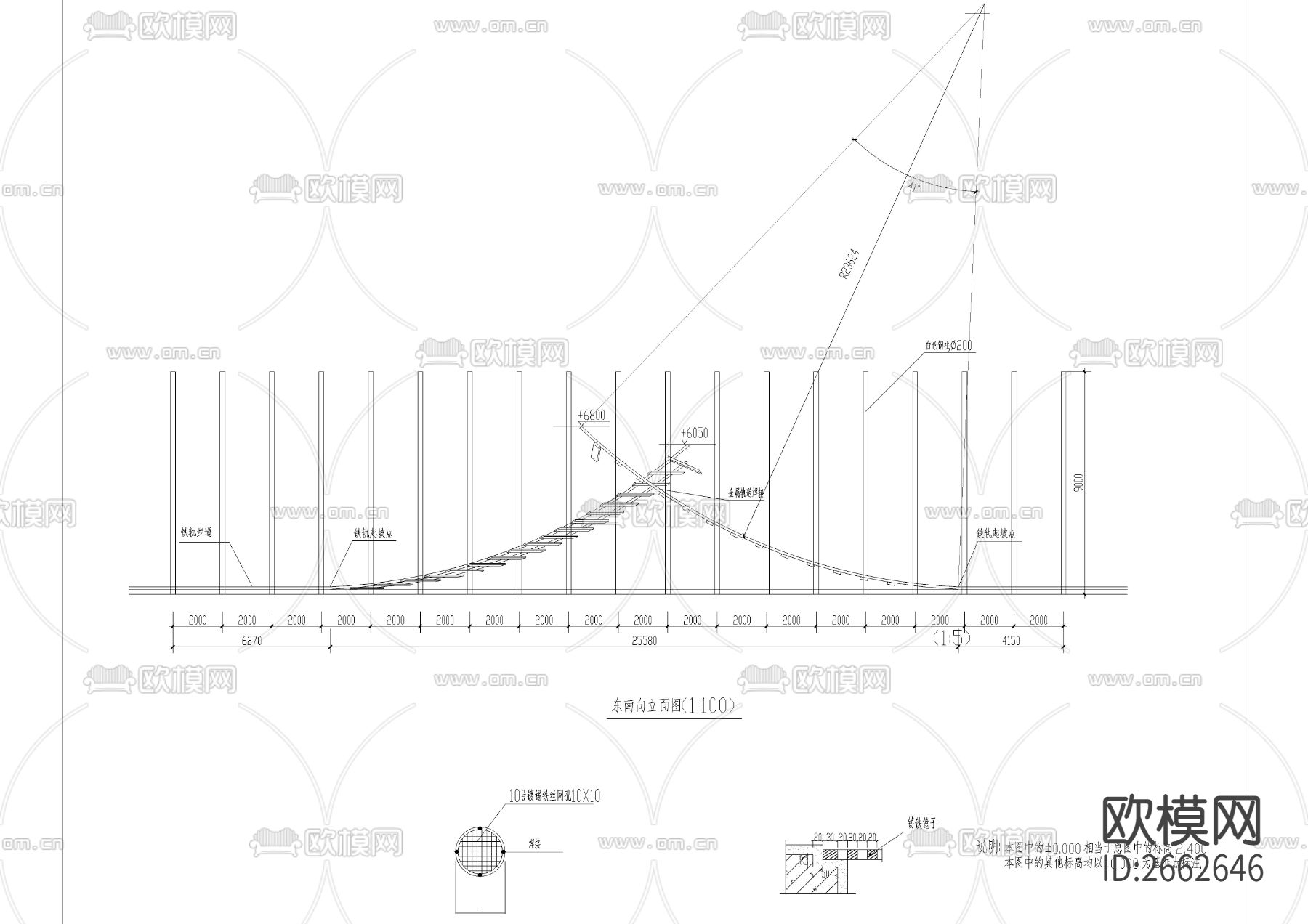 喷泉柱阵景观CAD施工图下载（渲染图3）
