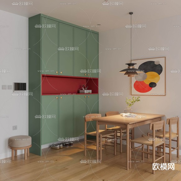 北欧客厅 餐厅 厨房3d模型下载(渲染图7)