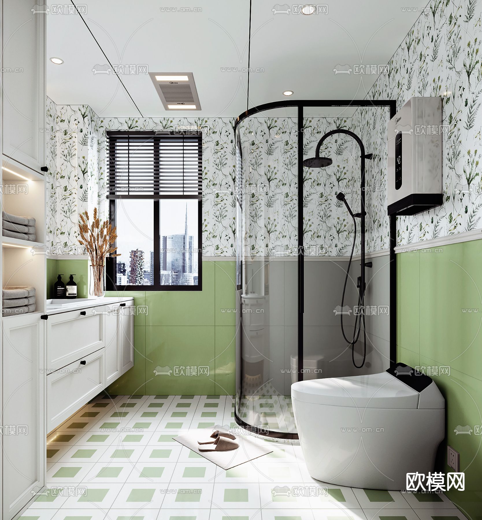 美式卫生间 浴室 洗手间3d模型下载