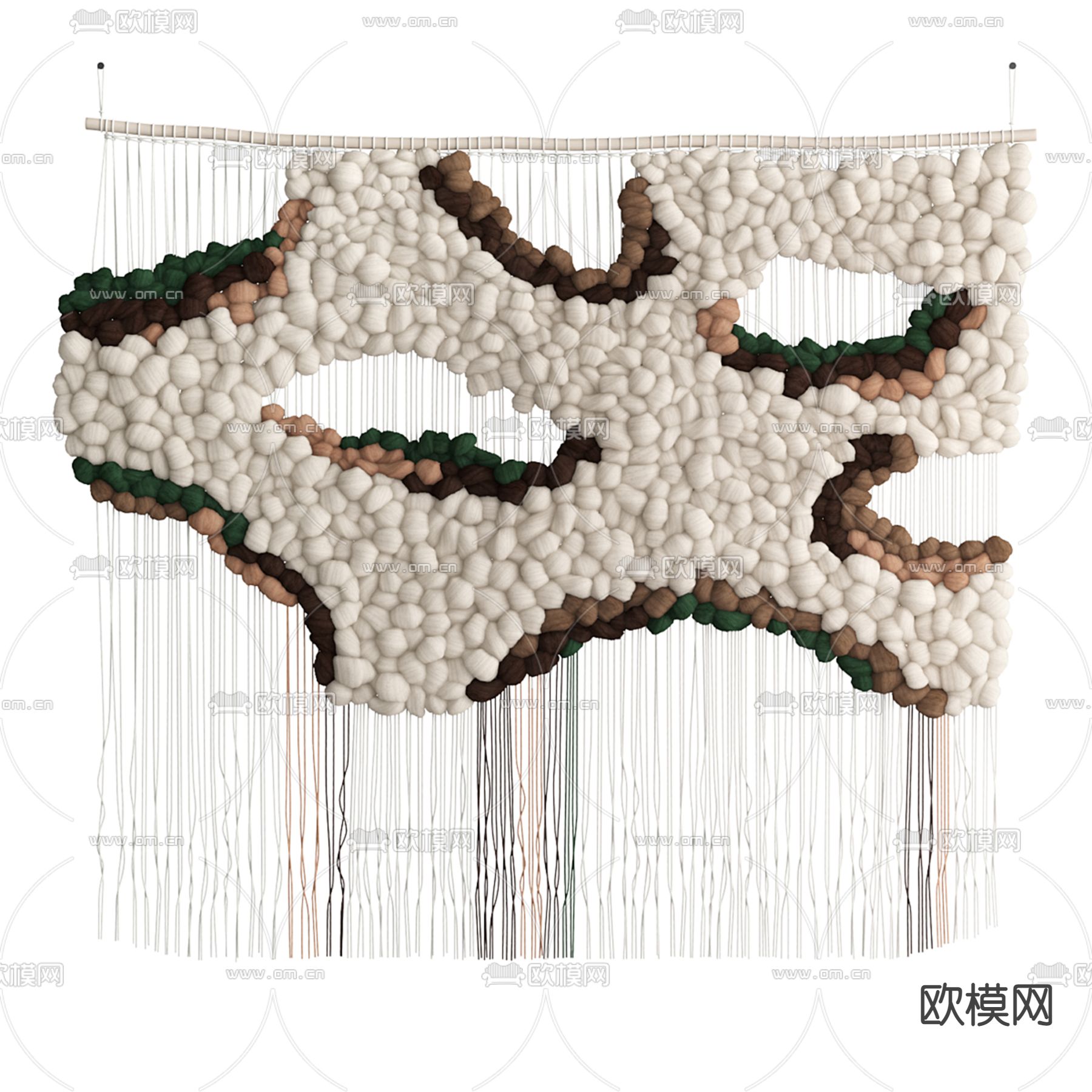 自然风墙饰 流苏挂饰3d模型下载（渲染图1）