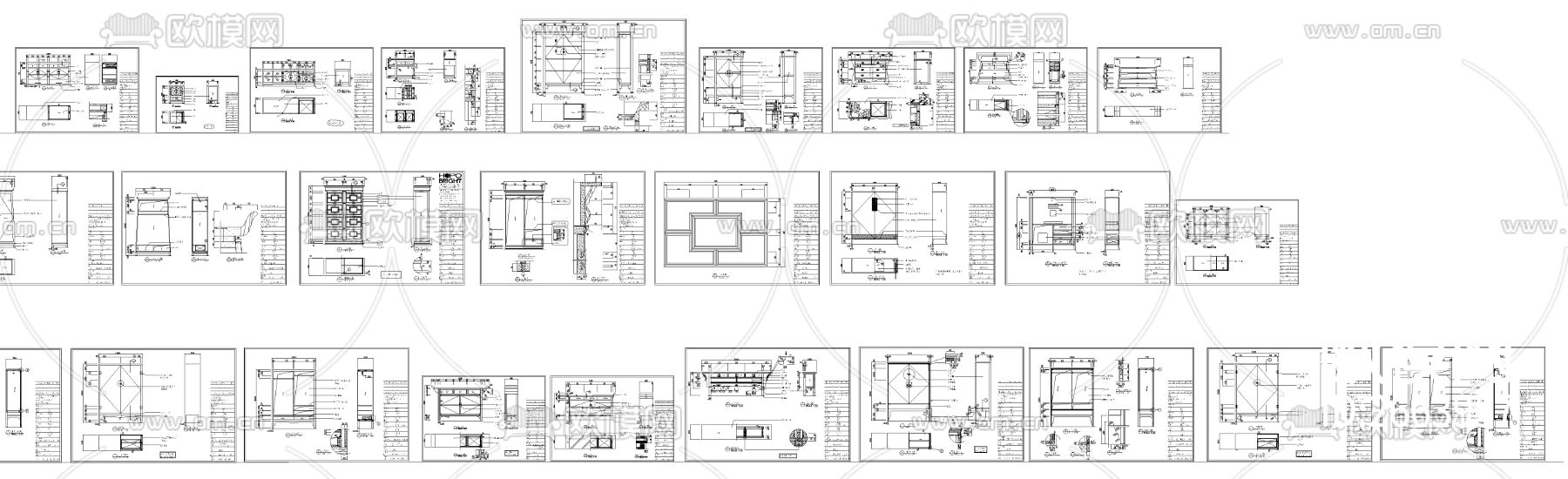 中式柜子CAD施工图下载（渲染图6）