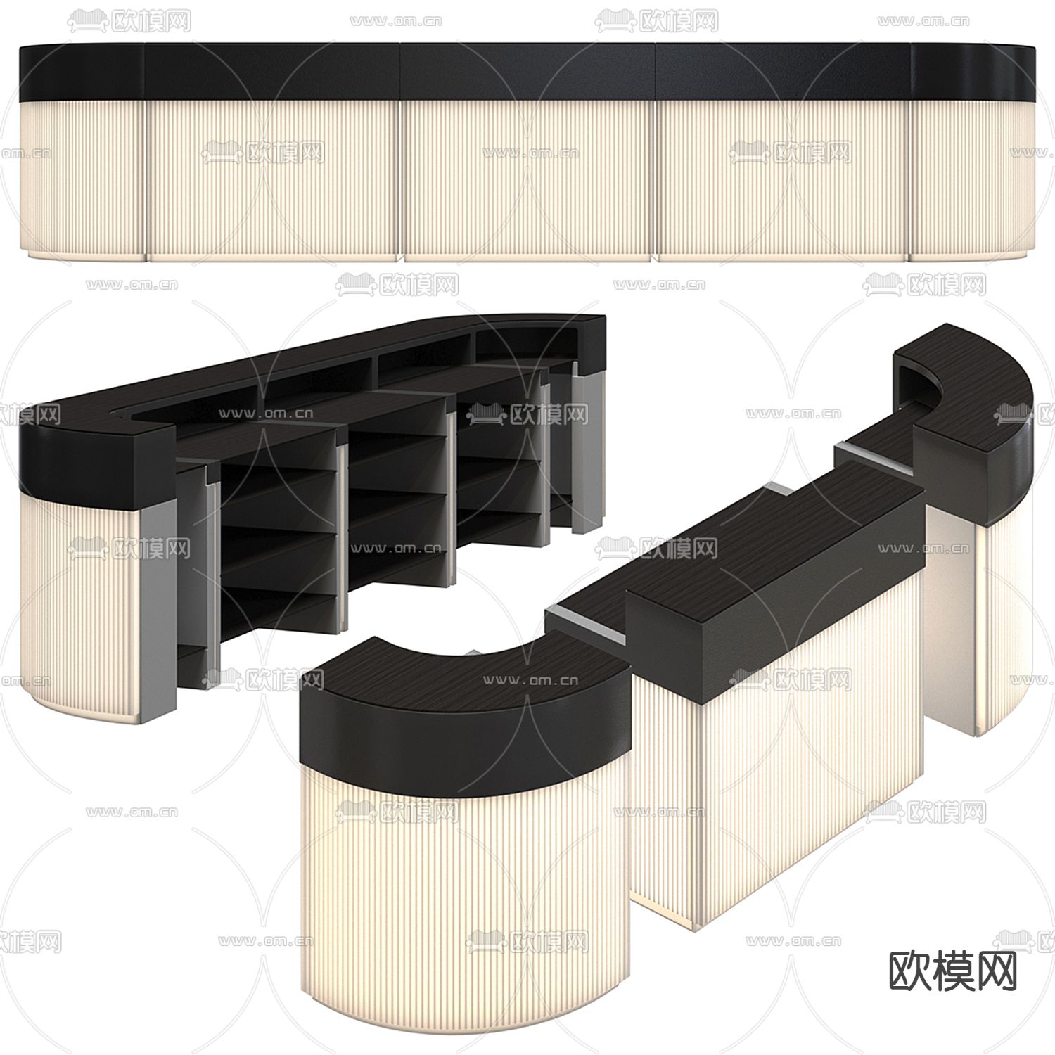 现代接待台 前台su模型