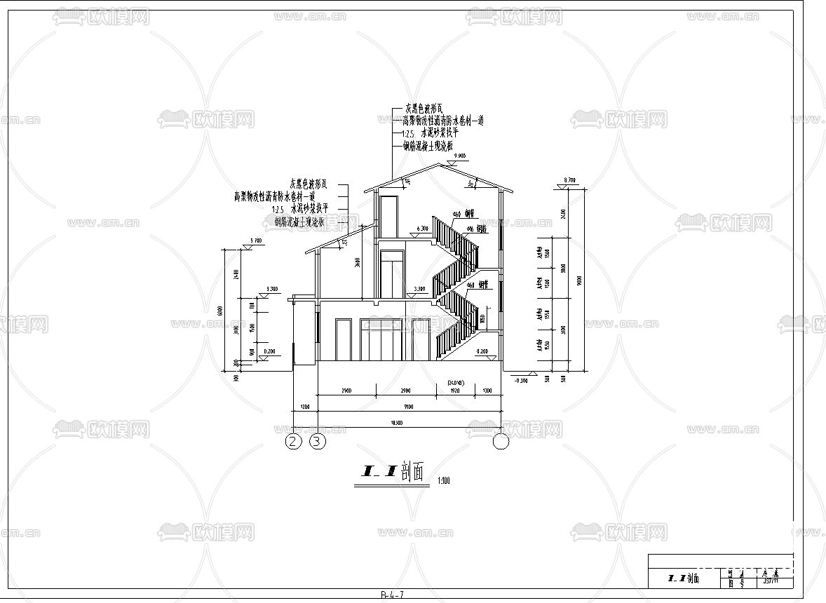 农民小康楼建筑CAD施工图下载（渲染图5）