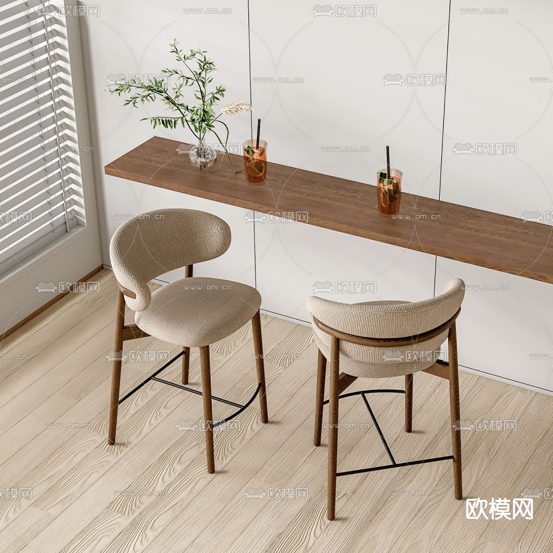 现代吧椅su模型