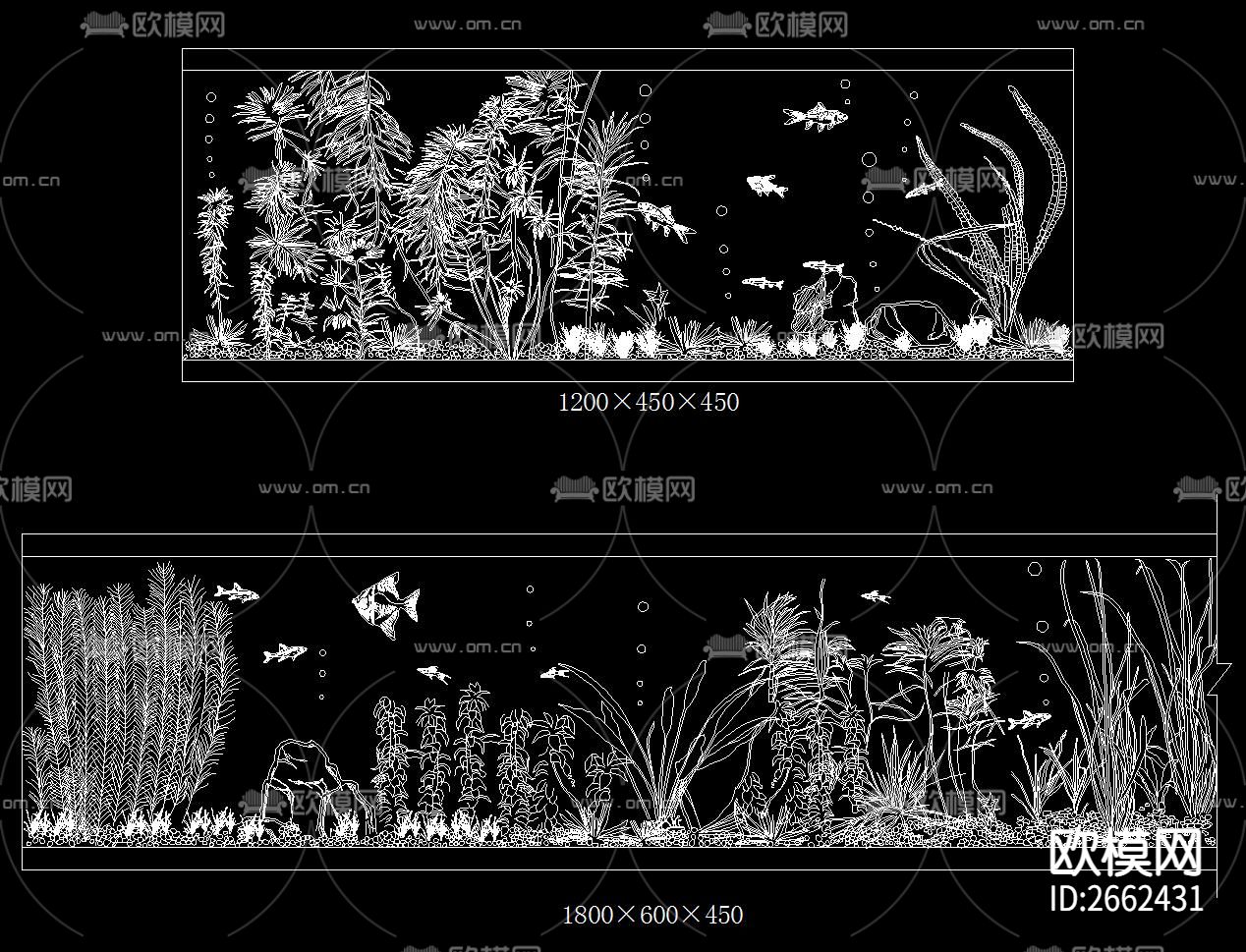 鱼缸饰物陈设CAD图库下载（渲染图7）