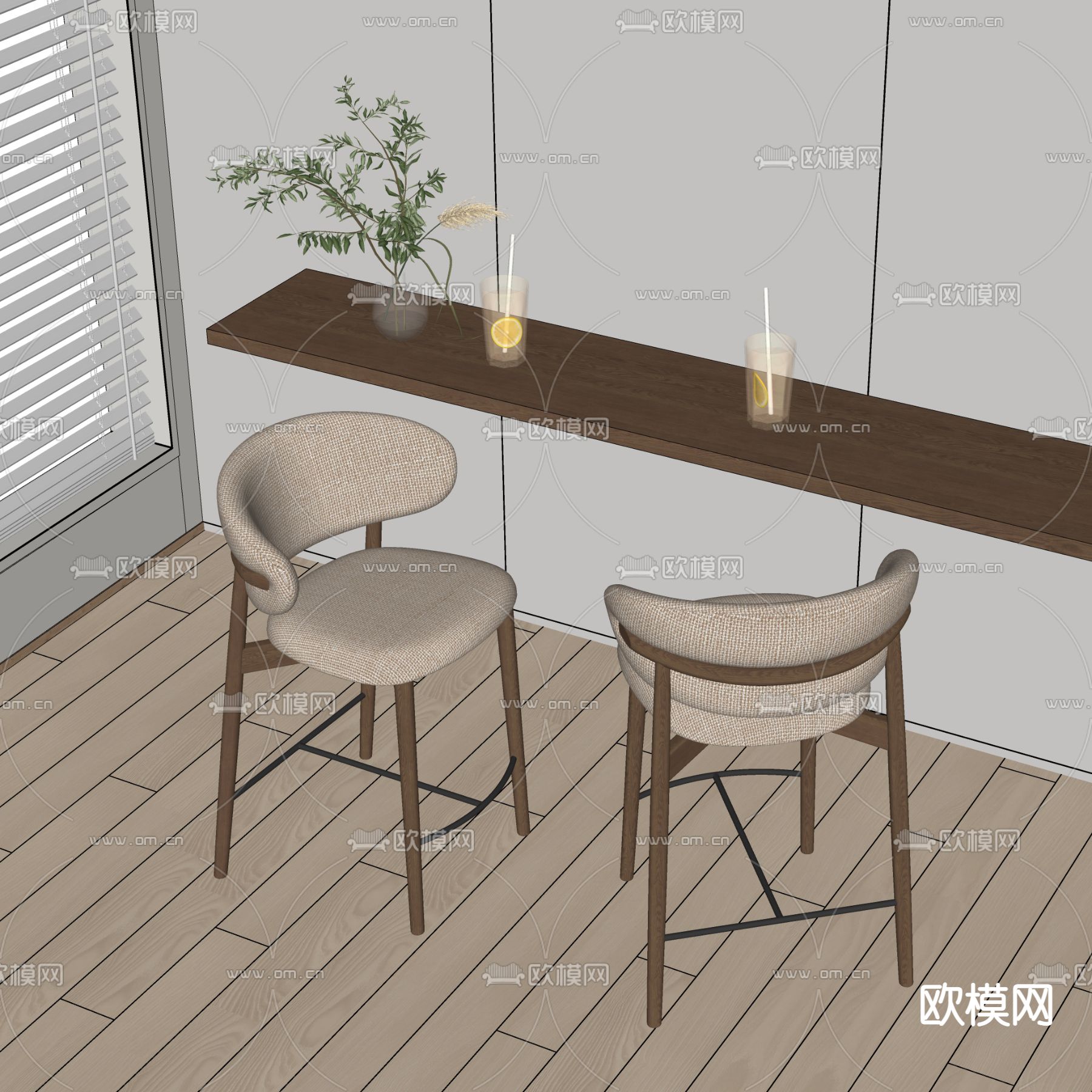 现代吧椅su模型