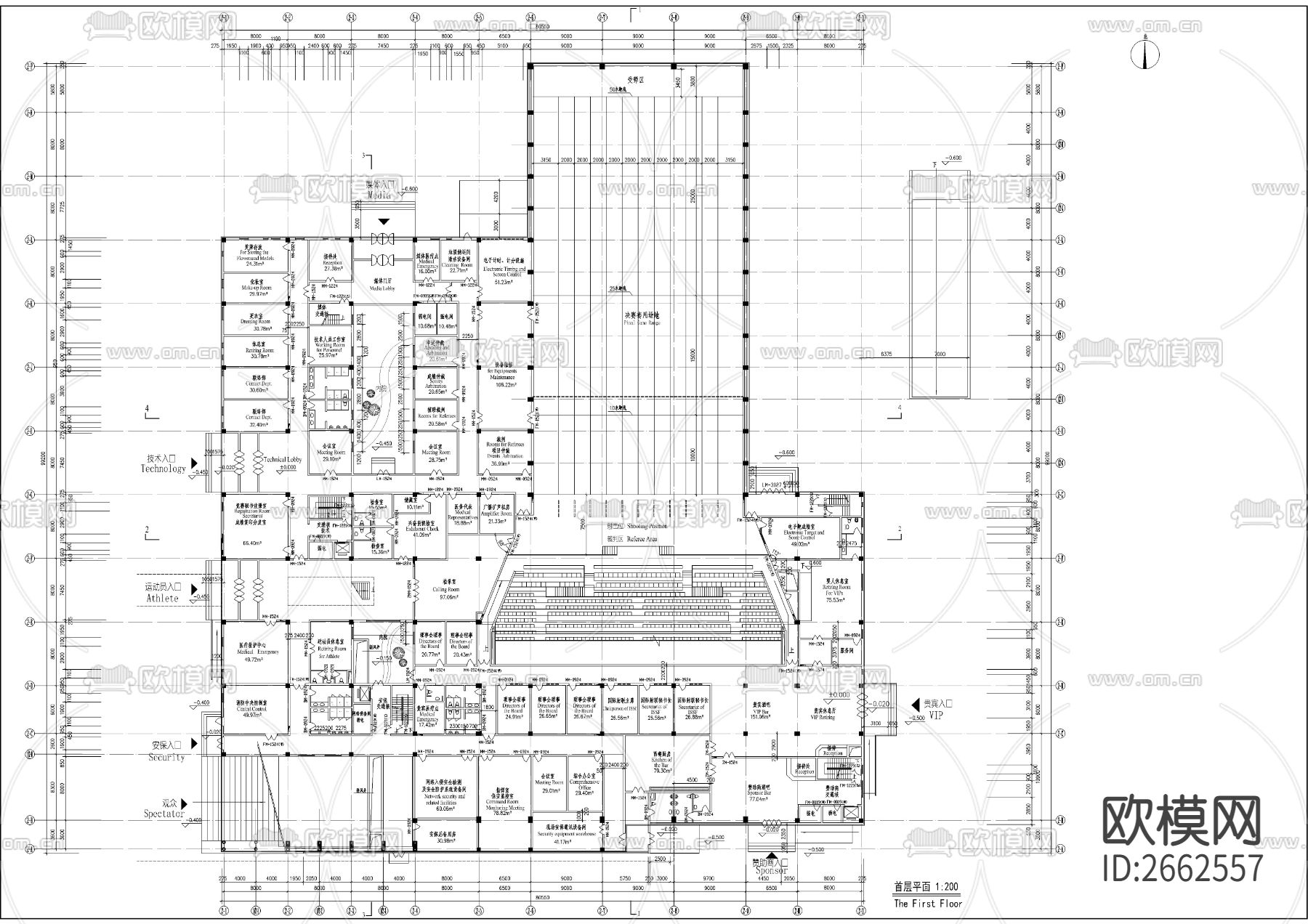 决赛馆CAD施工图下载（渲染图8）